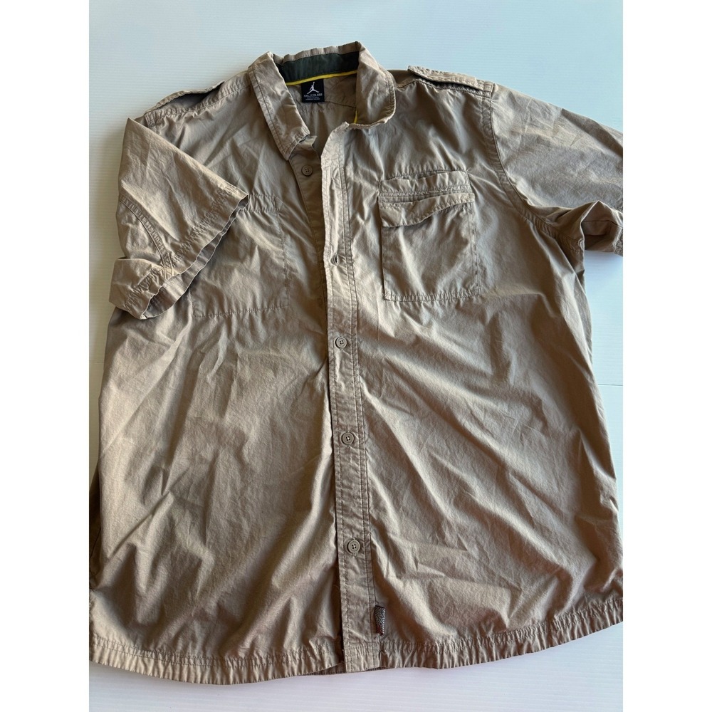 Jordan Brand XXL Khaki Utility Shirt Elephant Print Y2K Safari‎ Streetwear